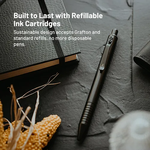 Miniatura 4 de Everyman Black Grafton - Bolígrafo de gel recargable súper mate de clic completo Herramienta de escritura EDC duradera con agarre profundo Flujo