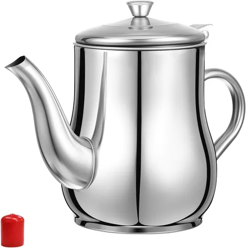 Miniatura 10 de Yardwe Olla de filtro de aceite de acero inoxidable con filtro de malla fina y tapa, contenedor de grasa de 18 onzas para almacenamiento y colado