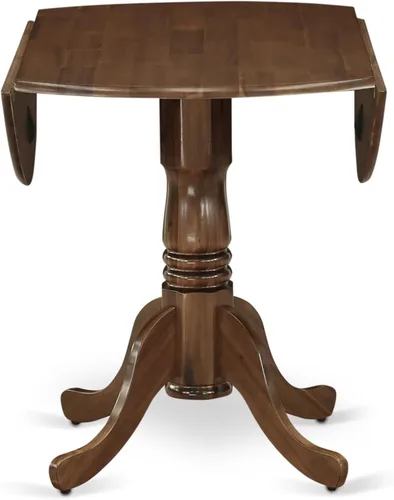 Miniatura 3 de East West Furniture DLT-BLK-T mesa de comedor redonda - con tapa redonda y 2 hojas desplegables y pata de pedestal, 42x29.5 pulgadas, acabado negro