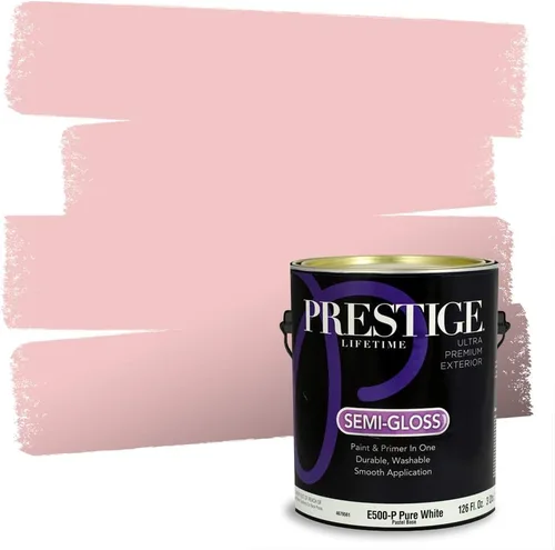 Miniatura 82 de Prestige Paints E100-T-SW6591 Pintura exterior e imprimación en uno, 1 galón, plano, combinación comparable de Sherwin Williams Amaryllis, 1 galón
