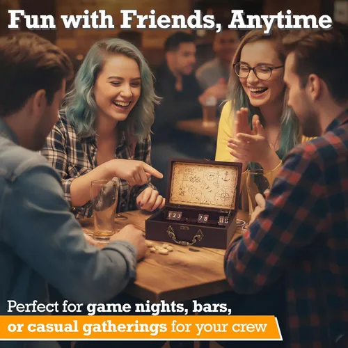Miniatura 7 de STERLING Juego de 12 números Shut The Box Caja de madera Estuche de viaje con temática náutica Juego de dados familiares para niños y adultos