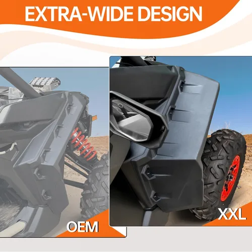 Miniatura 5 de Kit de guardabarros delanteros XXL extendidos, actualización, protectores de barro más anchos compatibles con Can Am Maverick X3/Max todos