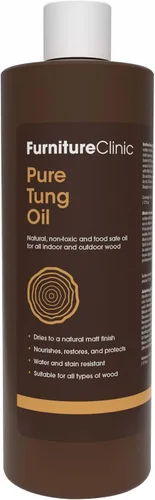 Furniture Clinic Aceite de tung puro para madera, no tóxico, resistente al agua, de grado alimenticio, acabado y sellado, madera natural o teñida y
