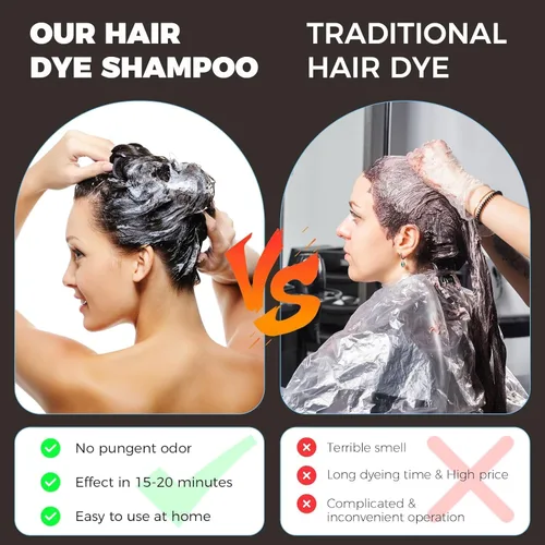 Miniatura 2 de YOURTONE Champú de tinte para cabello castaño oscuro 3 EN 1, champú de color para cabello gris con cobertura para mujeres y hombres, fórmula herbal
