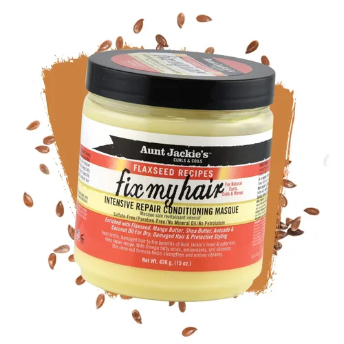 Miniatura 2 de Aunt Jackie's Recetas de linaza Fix My Hair, mascarilla acondicionadora de reparación intensiva, ayuda a prevenir y reparar el cabello dañado, tarro