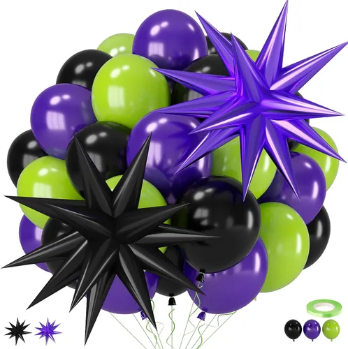 Miniatura 10 de Globos negros y rojos amarillos azules, globos de confeti de 12 pulgadas negros rojos amarillos azules verdes plateados metálicos con globo