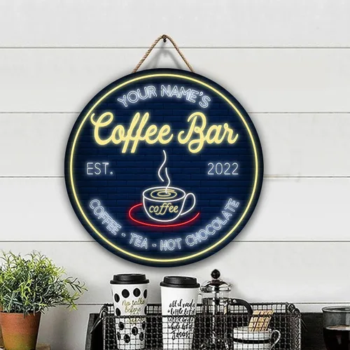 Miniatura 5 de Letrero de madera de barra de café personalizado, placa de pared para decoración de cocina, regalos personalizados para amantes del café, café 02