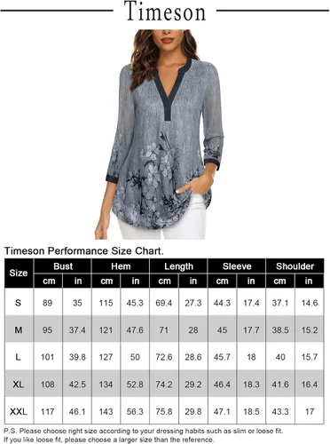 Miniatura 5 de Timeson Blusas de manga 34 para mujer, cuello en V, camisas de vestir de malla de doble capa