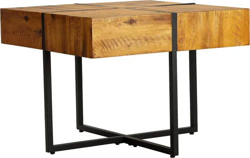 Miniatura 3 de Cortesi Home Landon - Mesa auxiliar de madera maciza con marco de metal negro