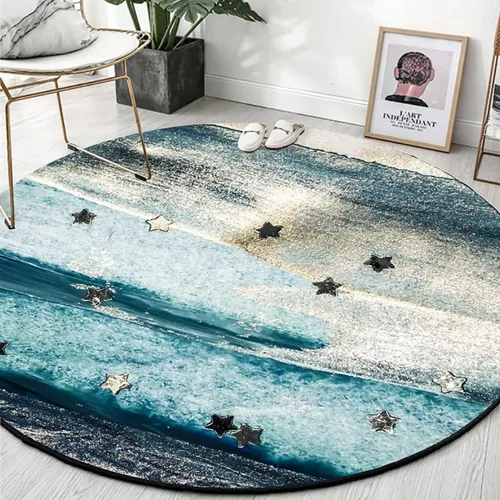Miniatura 18 de Tapete redondo de mármol verde esmeralda, lavable, pequeño círculo, para dormitorio, sala de estar, alfombra moderna abstracta circular, 2 pies