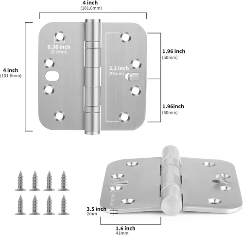 Miniatura 2 de goldenwarm Paquete de 3 bisagras de seguridad con rodamientos de bolas para puertas exteriores e interiores, bisagras de acero inoxidable cepillado