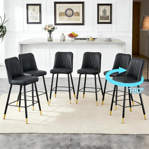Miniatura 43 de Juego de 4 Taburetes de Bar, Taburetes de Bar de Altura de Mostrador con Respaldo, Taburetes de Cocina Modernos de Cuero Sintético, Taburete de Bar