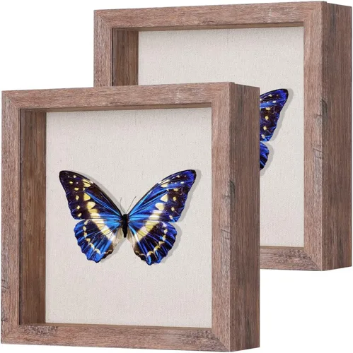 Miniatura 31 de Marco de caja de sombra pequeña de 5 x 5 con parte trasera de lino, resistente vitrina de memoria de flores, imágenes, medallas y más, color negro