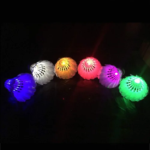 Miniatura 7 de Glow in The Dark Badminton Birdies,LED Badminton Shuttlecocks for Family Backyards Practice,4/5/6 PCS Nylon/Goose Feather Long Lasting Light Up