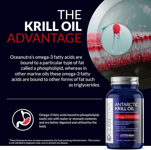 Miniatura 5 de Aceite de Krill Orgánico 100% Puro 1000mg, 60 Días, Omega 3, Concentración Más Alta 56% Fosfolípidos, Capturado Silvestre, SuperbaBoost Antártico