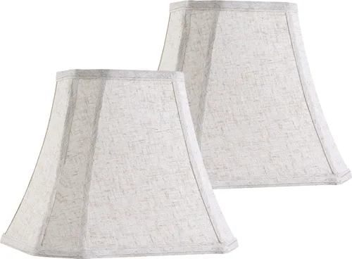 Miniatura 18 de GO&SO Pantalla de lámpara de esquina de corte cuadrado, 8x14x11 pulgadas, pantalla mediana para lámpara de mesa beige, tela natural hecha a mano
