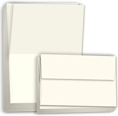 Hamilco Cartulina blanca crema en blanco, tarjetas A2 plegadas - Invitaciones de felicitación estacionarias - 4 1/4 x 5 1/2 pulgadas, peso pesado,