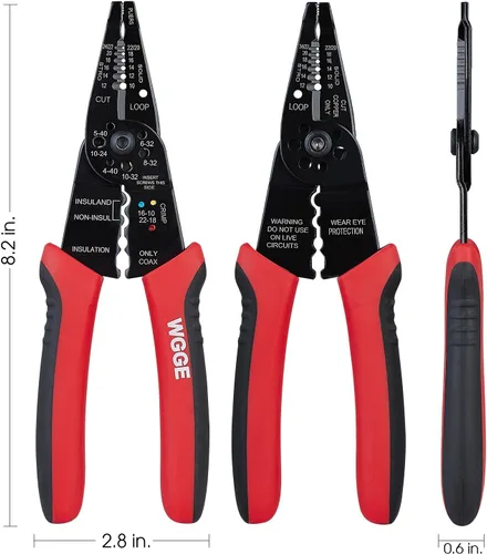 Miniatura 2 de WGGE WG-015 Pelacables profesional de 8 pulgadas/herramienta de prensado, cortador de cable/engarzadora, cableado y herramienta manual multifunción