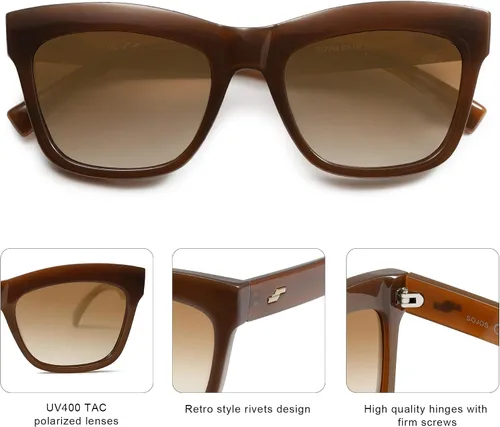Miniatura 4 de SOJOS Gafas de sol polarizadas de ojo de gato rectangulares retro para mujer, gafas de sol clásicas de moda con estilo SJ2254