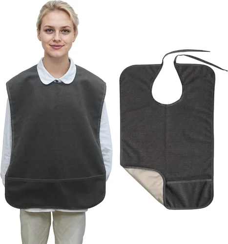 Miniatura 9 de Babero antideslizante para adultos para comer, baberos grandes impermeables para adultos, para mujeres mayores, hombres, lavables