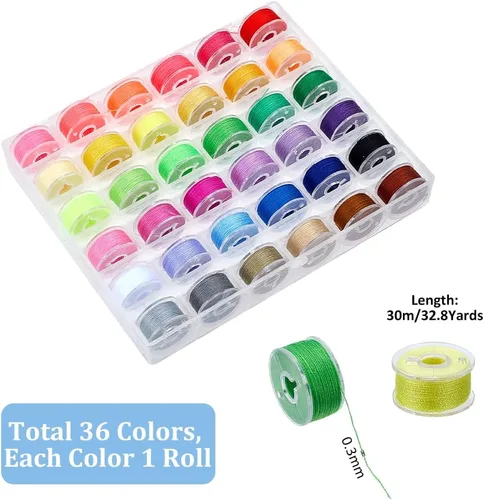 Miniatura 2 de WADORN 984 yardas, 36 rollos de cuerda de poliéster con cuentas de 0.012 in para manualidades, hilo de nudo chino para manualidades, costura