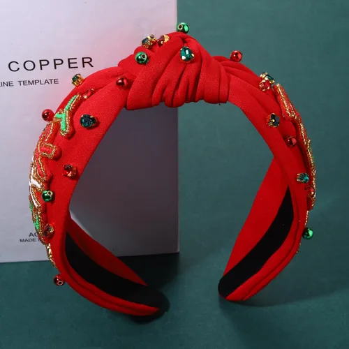 Miniatura 4 de mokkia Diadema de Navidad para Mujeres Accesorios de Navidad Lazo de Navidad Reno Copo de Nieve Diadema Rojo Verde Joyería con Perlas y Pedrería