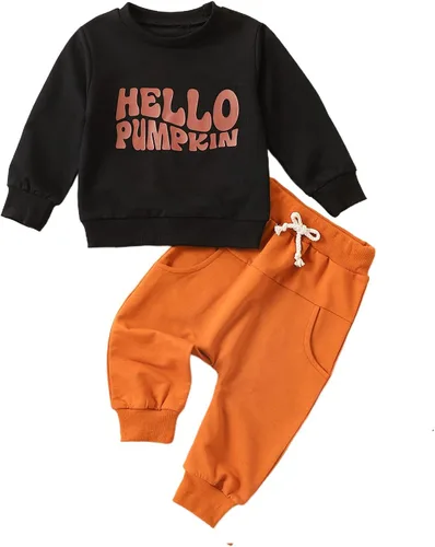 Miniatura 15 de Ropa de Halloween para bebé, sudadera de manga larga con diseño de calabaza, conjunto de pantalones de fiesta de Halloween para otoño e invierno