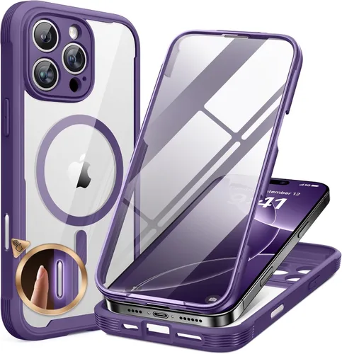Miniatura 224 de Miracase Funda para iPhone 13 de 6.1 pulgadas, [sin burbujas] funda de teléfono de cuerpo completo con pantalla de vidrio completa integrada, sin