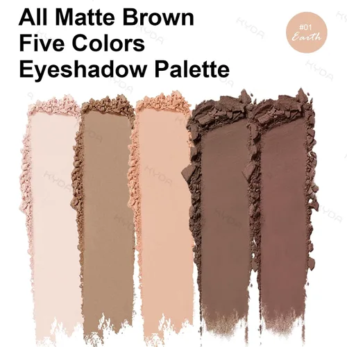 Miniatura 3 de KYDA Paleta de sombra de ojos Netural Nude de 5 colores con pincel, sombra de ojos marrón mate, paleta de ojos mate, regalo de maquillaje de ojos