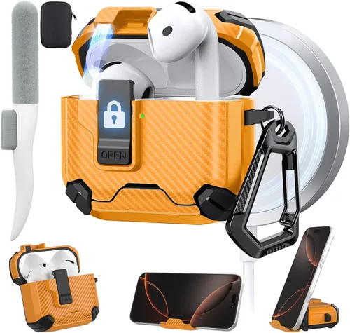 Miniatura 41 de Maxjoy Funda protectora para AirPods 4 2024, funda protectora para AirPods de 4ª generación con bloqueo automático, compatible con MagSafe, Verde