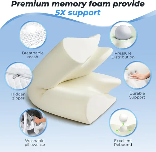 Miniatura 6 de SAHEYER Almohada cervical para el cuello, almohada ergonómica de espuma viscoelástica para aliviar el dolor de cuello y ronquidos, almohada