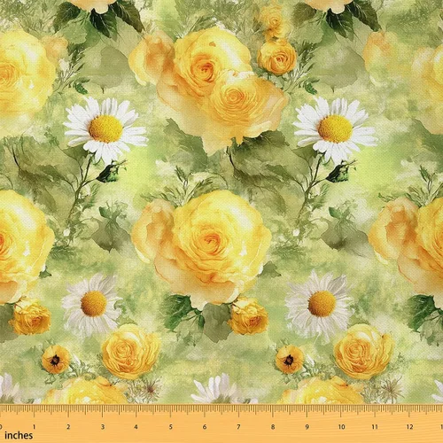 Miniatura 32 de The Yard - Tela floral vintage de copos de nieve de ciervo, oso de ciervo, para niños, adolescentes, estilo granja, animales salvajes, plantas Azul