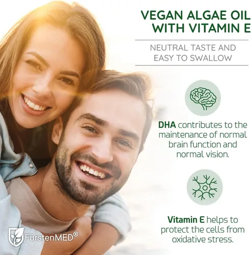 Miniatura 3 de FürstenMED Aceite de algas Vegano Omega 3 – Apoyo a la salud del corazón, cerebro y articulaciones – 2000 mg de aceite de algas de los cuales 700 mg