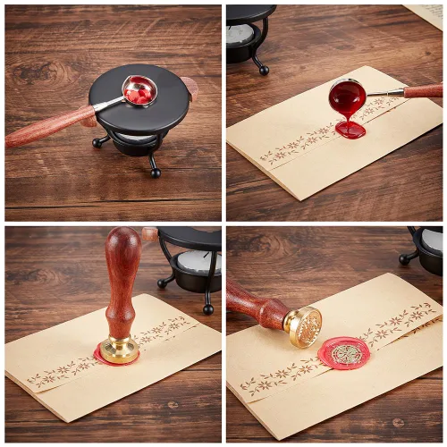 Miniatura 5 de CRASPIRE 8 piezas de sello de cera asas universal cabeza de rosca mango de madera para sello de cera reemplazo de cabeza