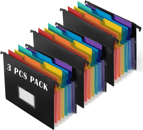 Miniatura 9 de Carpeta colgante de archivos de 7 bolsillos con ganchos retráctiles para archivador, organizador de archivos de acordeón expandible 2 en 1
