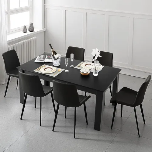 Miniatura 6 de Giantex Mesa de comedor para 6, mesa de cocina rectangular con capacidad de 330 libras, estructura estable, 63 pulgadas de largo x 31.5 pulgadas