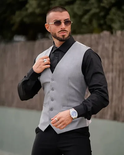 Miniatura 2 de COOFANDY Chaleco de traje de negocios para hombre, chaleco de vestir casual, chaleco formal ajustado