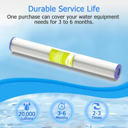 Miniatura 6 de Cartucho de filtro de agua de 20 micrones para toda la casa, filtros de sedimentos plisados para agua de pozo, reemplazo universal para cualquier