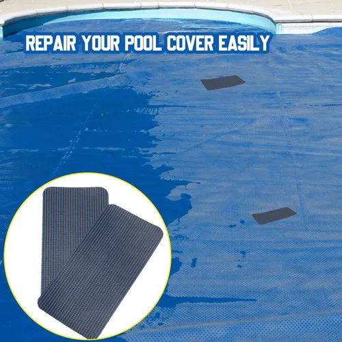 Miniatura 7 de Treela Kit de reparación de 6 piezas de cubierta de seguridad para piscina, kit de reparación de parche azul para piscina, malla autoadhesiva