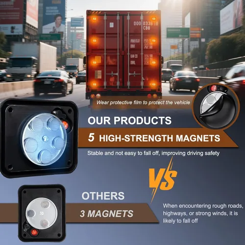 Miniatura 5 de Luces estroboscópicas de emergencia ámbar, 2 unidades, 12 luces LED magnéticas intermitentes de seguridad para camiones, camionetas, remolques