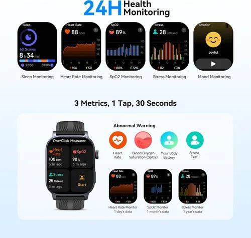 Miniatura 9 de Reloj inteligente (respuesta/hacer llamadas), reloj inteligente con pantalla AMOLED curva de 2.1 pulgadas para hombres y mujeres, rastreadores