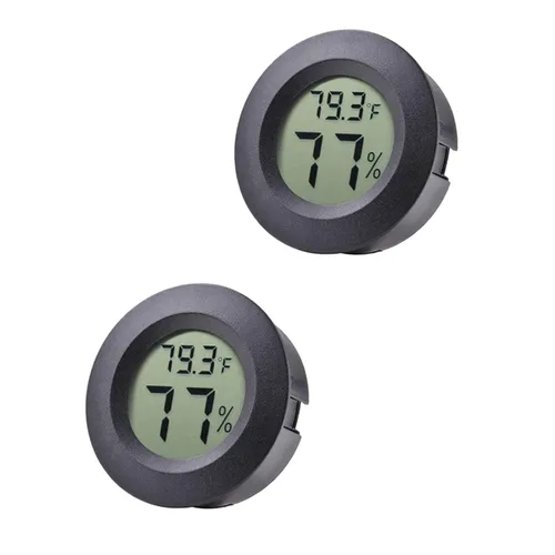 Paquete de 2 mini termómetro higrómetro Fahrenheit o Celsius, monitor LCD digital para habitación interior, medidor de temperatura de humedad