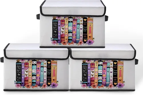 Miniatura 13 de Contenedores de almacenamiento apilables para ropa con tapas, organizadores de clóset con estampado de gatos de tela para el hogar y la oficina
