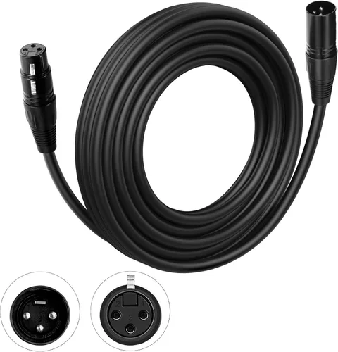 Cable DMX Czgor 25 pies, Cable de Señal XLR de 3 Pines Flexible, Macho a Hembra, Cable de Alambre DMX, Adecuado para Conexión de Señal DMX512 de