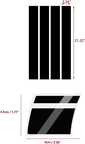 Miniatura 3 de x xotic tech Auto Universal Racing Style 4 Piezas Calcomanías de Rayas Dobles Hash para Capó Delantero y Guardabarros + 6 Piezas Calcomanías Negro