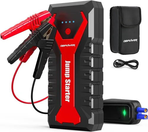 DBPOWER Arrancador portátil para coche de 5000A/80.66Wh, para motores de hasta 8.0 L gasolina y 6.5 L diesel, arrancador de batería de iones de