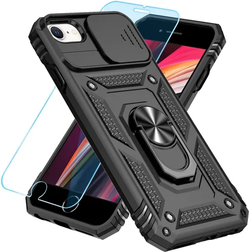 Miniatura 6 de SunStory Compatible con iPhone SE 2022/2020/3ª/2ª / 6/7/8 Funda con protector de pantalla HD y cubierta deslizante para la cámara y soporte