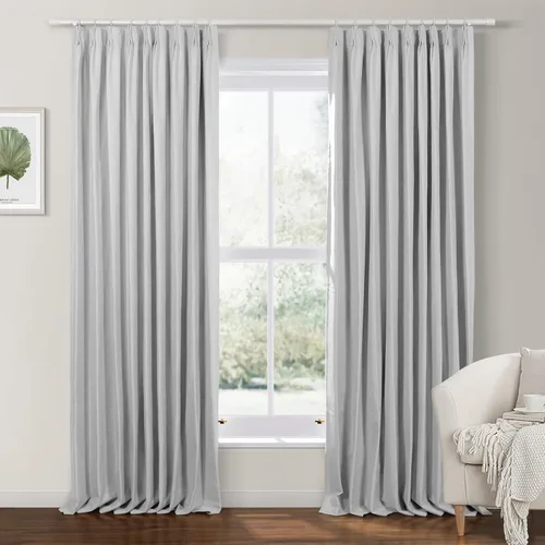 Miniatura 9 de ChadMade Pinch - Cortina plisada de lino sintético de 26 x 63 pulgadas, opaca con aislamiento térmico, 1 panel, cortina neutra de ahorro de energía