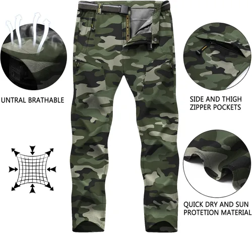 Miniatura 5 de SIKAINI Pantalones tácticos de secado rápido para hombre, ligeros, impermeables, para senderismo, Ripstop, con cinturón