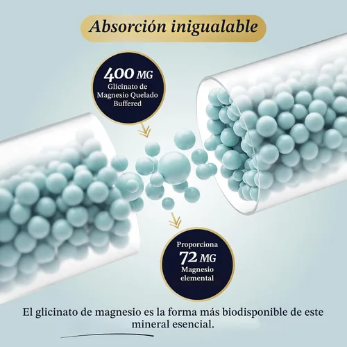 Miniatura 7 de Magnesium Glicinato 400mg Magnesio de Alta Absorción para el Sueño, la Calma, la Relajación Muscular, el Corazón, el Soporte Óseo y Nervioso